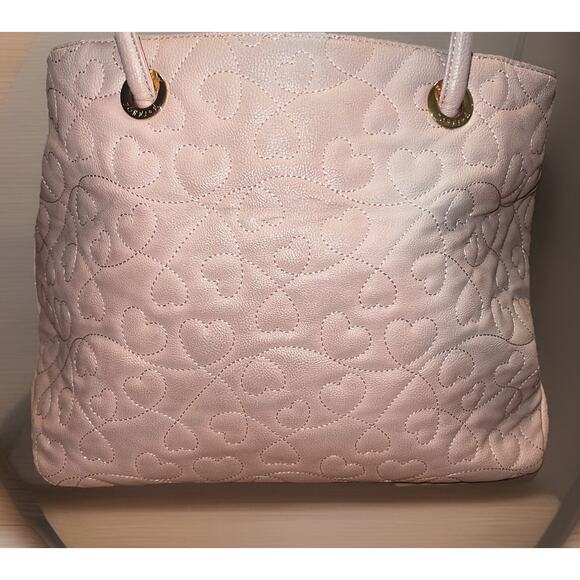 Betsey Johnson Pink Quilted Embroidered Hearts Roses Lining Shoulder Bag Large - Picture 3 of 12